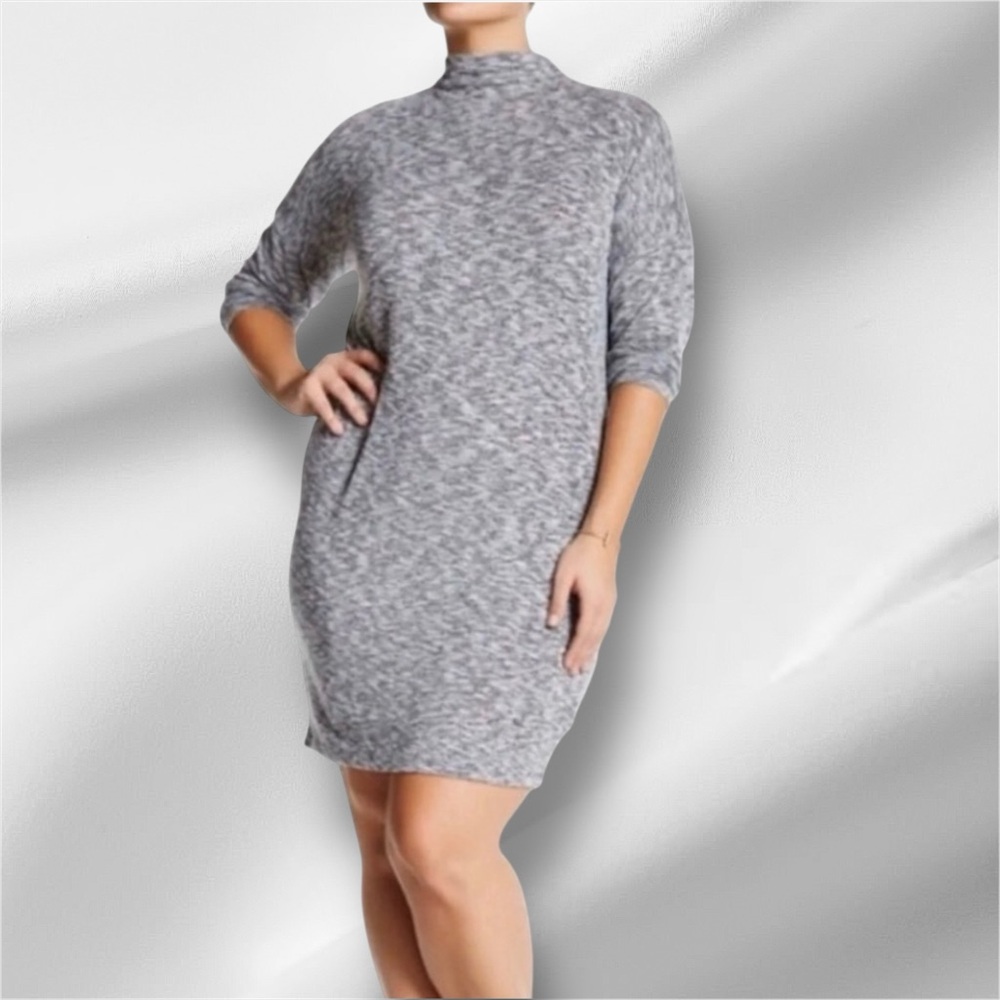Bobeau Black/Gray Long Sleeve Funnel Neck Dress - Size 1X